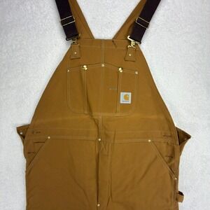 Carhartt Quilt‎ Lined Duck Bibs Overalls Mens 44x32 6FBQZ Brown USA NWT NOS